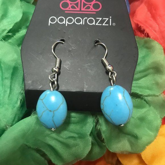 Paparazzi Turquoise-like Hanging Earrings - Picture 16 of 16